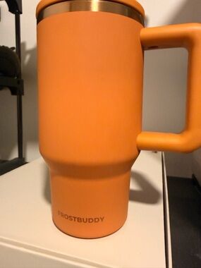 FrostBuddy Orange Insulated Travel Mug with Handle (16 oz)